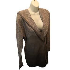 Athleta Ashtee Gray Ombré Damask Hoodie Sweater M Thumb Holes Fall Weather M